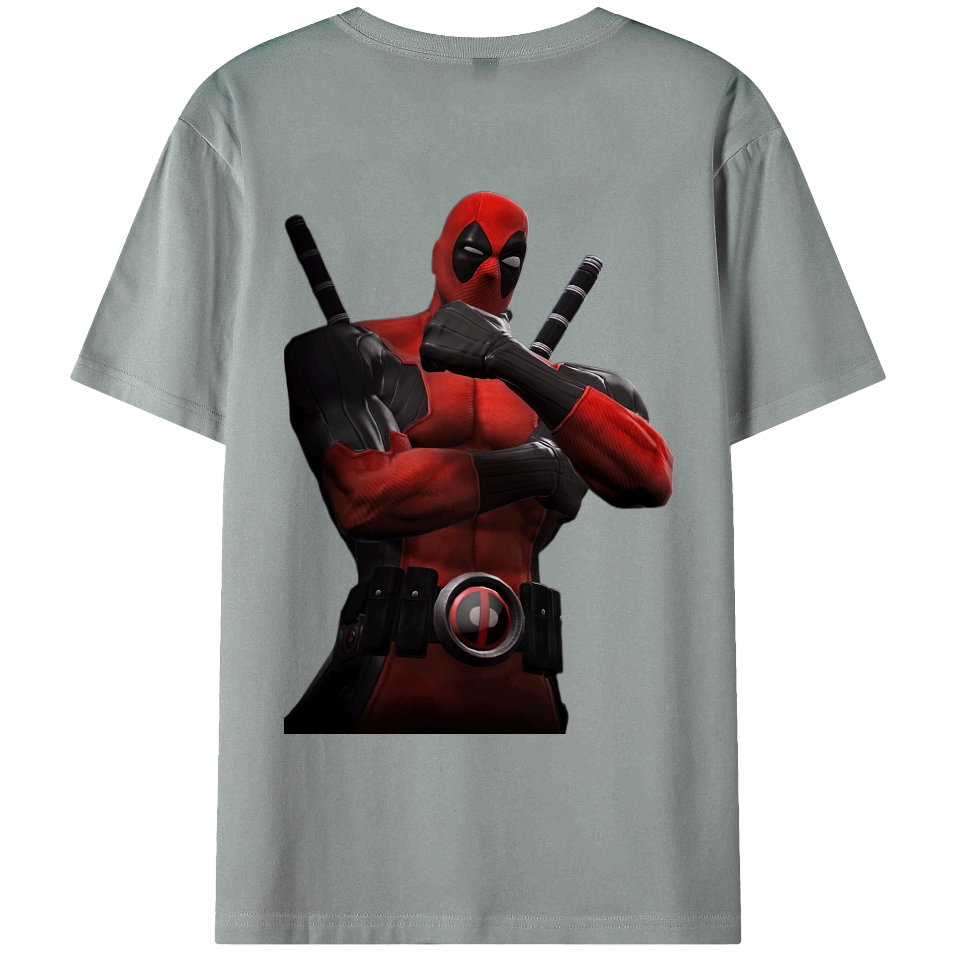 （画像用） Deadpool デッドプール 綿100％ メンズ半袖Tシャツ（バックプリント） 通気性